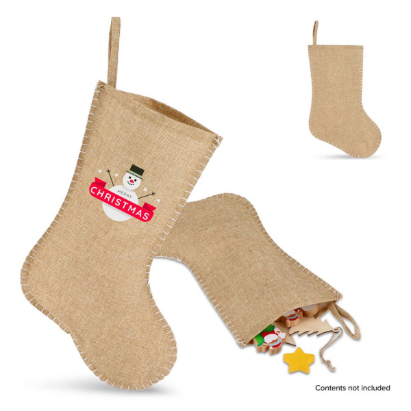 Weihnachtsstrumpf im Jute-Stil mit Ziernaht 45cm