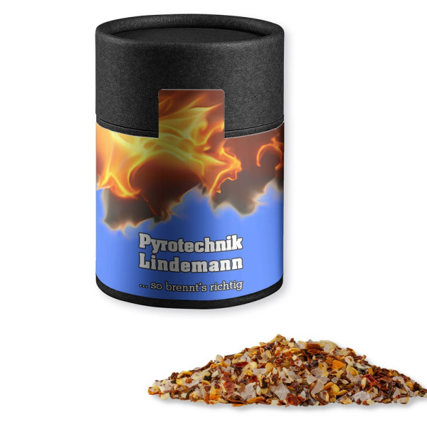 Gewürzmischung Feuer und Flamme, ca. 75g, Kraftpapierdose Midi schwarz