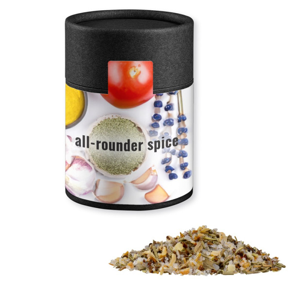 Gewürzmischung Alleskönner, ca. 75g, Kraftpapierdose Midi schwarz