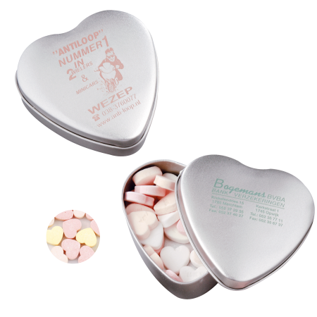 Blechdose Herz standardfüllung mit Fruchtherzen