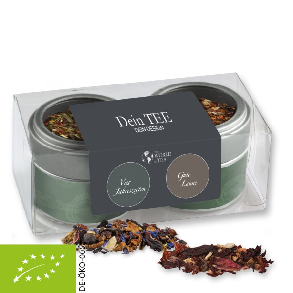 Verschiedene Weihnachts Teesorten, Bio und nicht-Bio, ca. 60-70g, Metalldose Mini mit Sichtfenster i